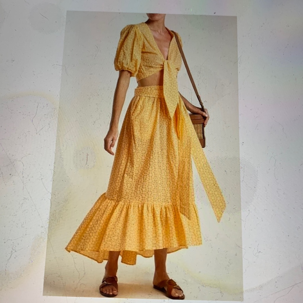 Lisa Marie Fernandez Nicole Orange Maxi Skirt Top Set 2(M)
